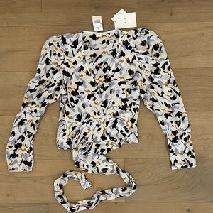 NWT A.L.C. Tessa Print Silk Wrap Top